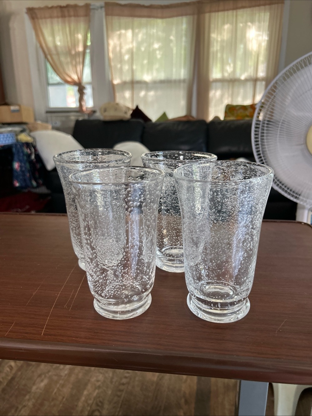 MCM Clear Bubble-Glass Tumbler Set - 4 Pack, artisan made no chips or cracks